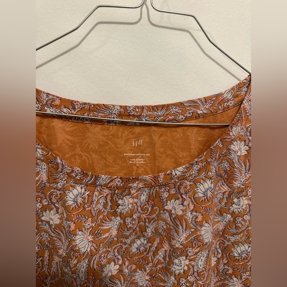 J . Jill top size XL orange floral top - Picture 2 of 8